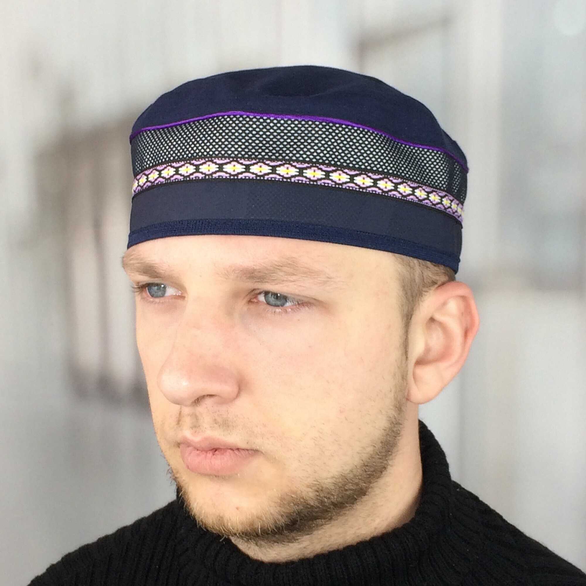 Muslim Kufi Hat Mens Linen Beanie Men 