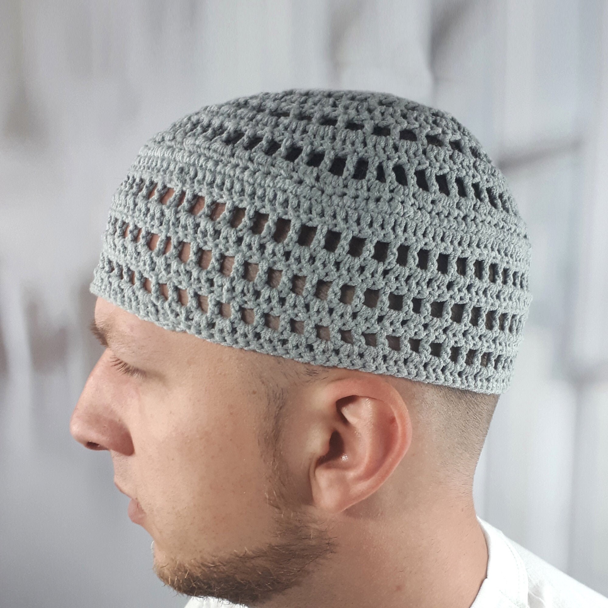 Large kufi hat mens Black muslim skull cap for men Handmade Etsy