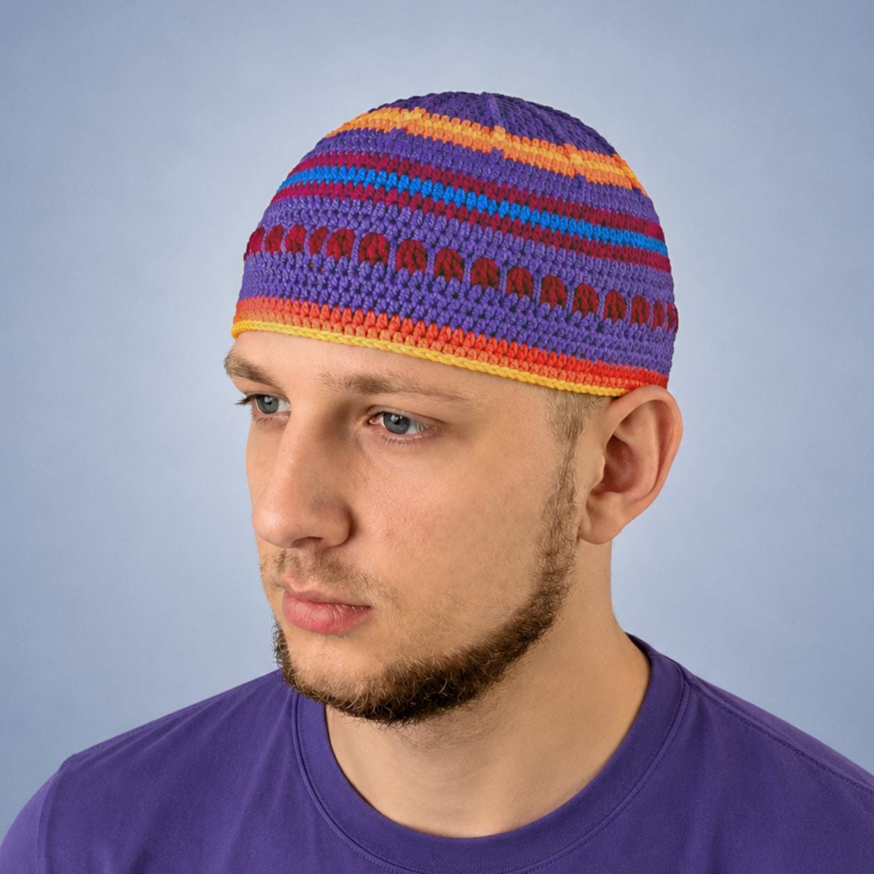 Fisherman Beanie for Men, Crochet Colorful Skullcap, Jazz Musician