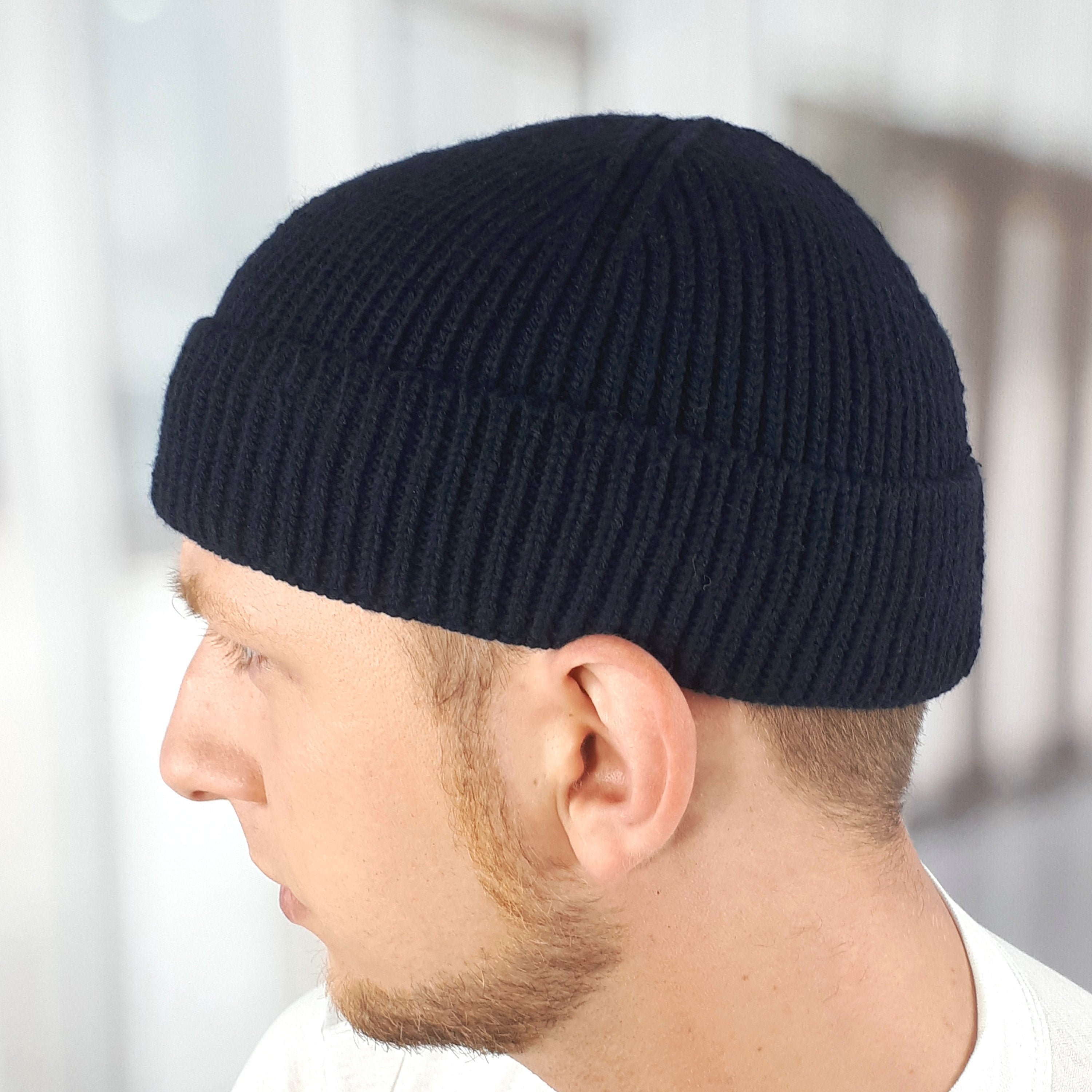 Knitted short fisherman beanie hat Dockers beanie hat Green Etsy