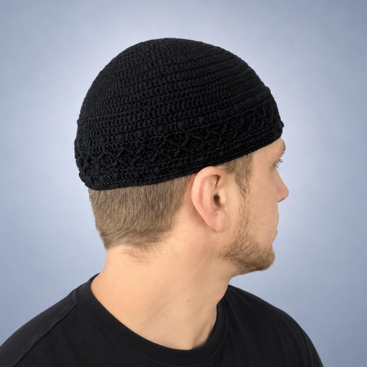 Afrikanische Kente Kufi Mütze – Kofi Ankara Cap – Herren – Schwarz – Traditionelles Design