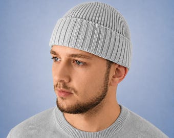 Berretto da pescatore in lana sopra l'orecchio, cappello da marinaio da uomo lavorato a maglia, regalo di compleanno per lui