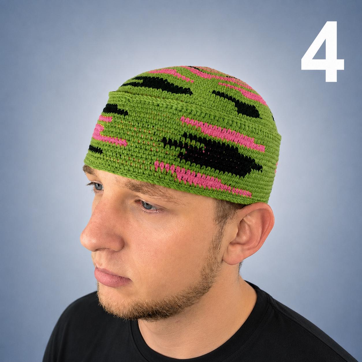 Jim Brown Green Kufi Hat Crochet Pan African Heritage Inspired
