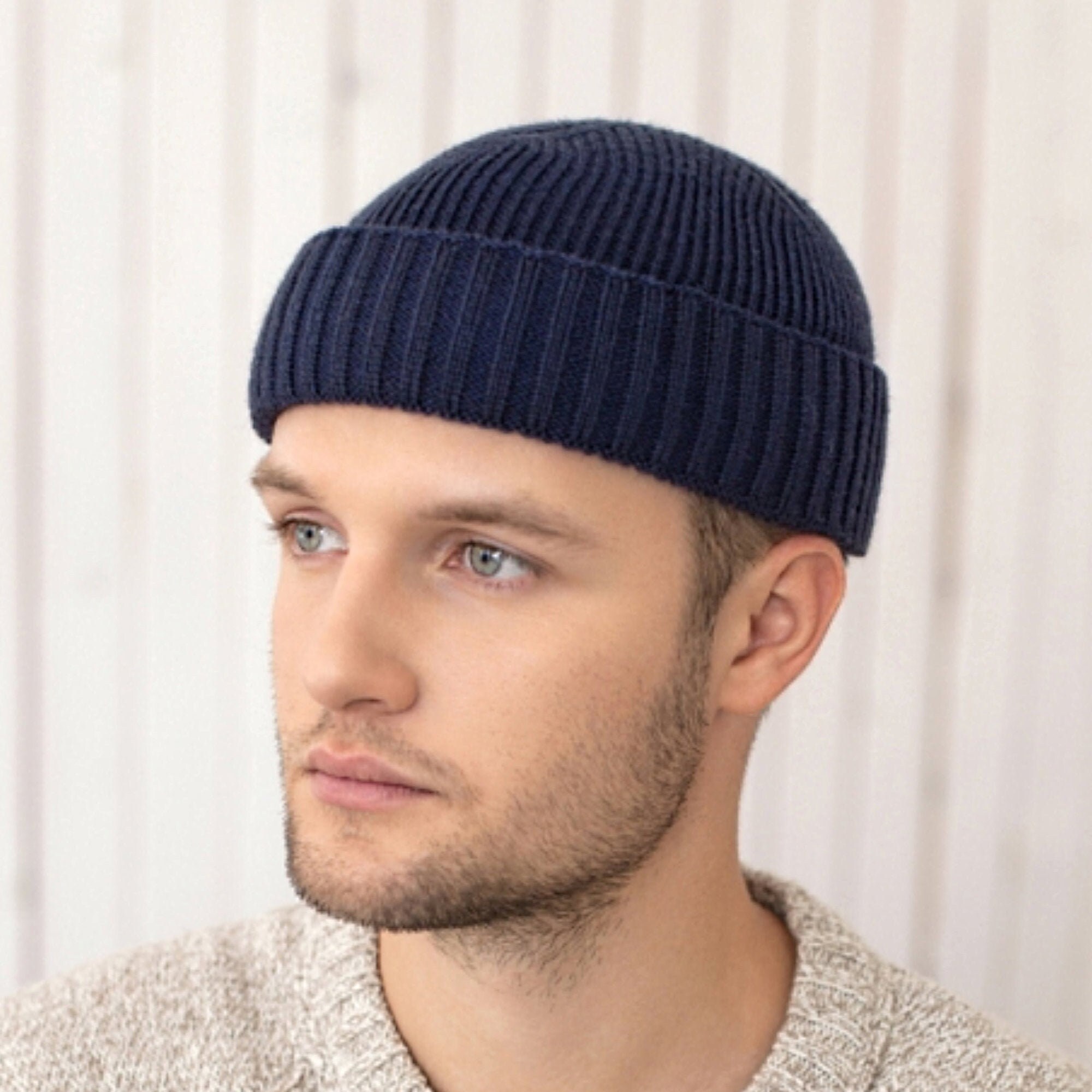 Fisherman Beanie Wool Mens Beanie Knit 
