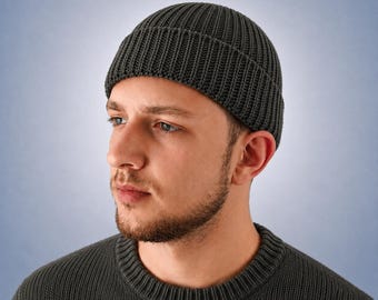 Berretto da pescatore da uomo in lana / Cappello da marinaio caldo in maglia / Berretto invernale accogliente / Cappello da guardiano mercantile / Regalo di Natale per il marito