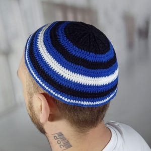 Large Crochet Cotton Kippah: Jewish Yarmulke for Rosh Hashanah