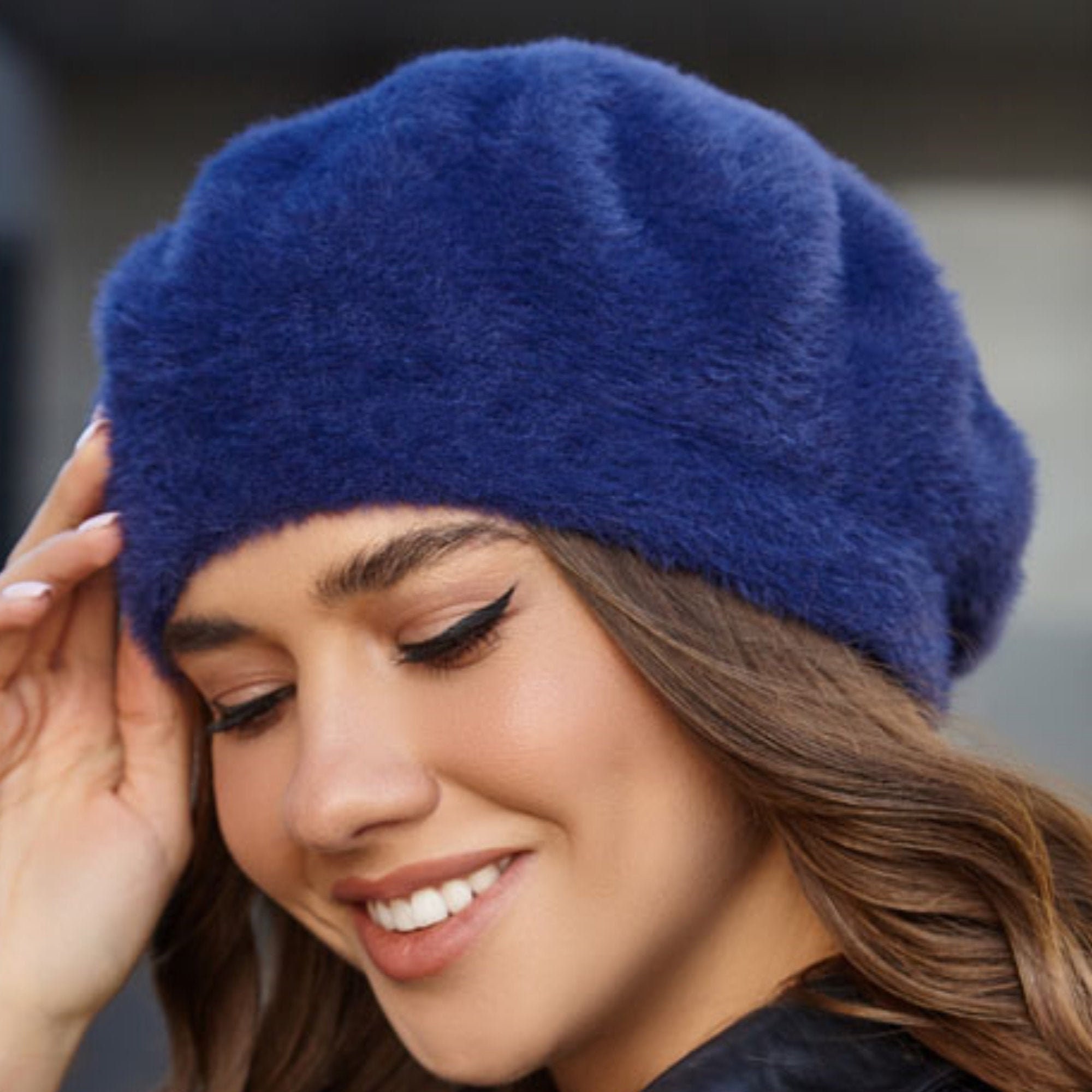 Vegan Angora Knit Beret for Women 