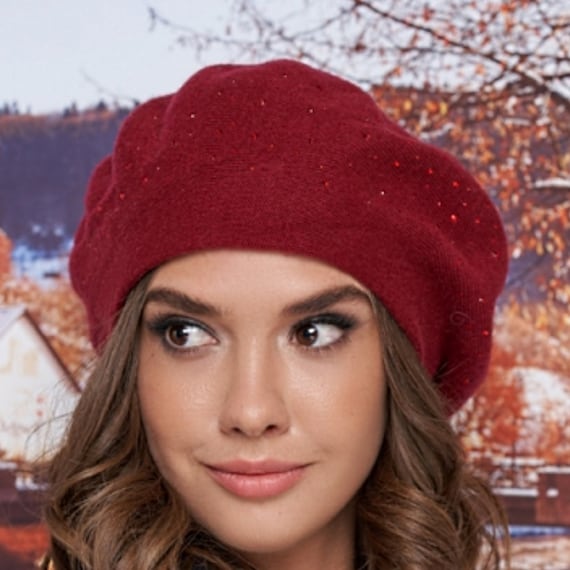 Oversized Alpaca Knit Beret for Women 
