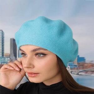 Angora Wool Knit Beret: Classic French Style, Winter Beanie