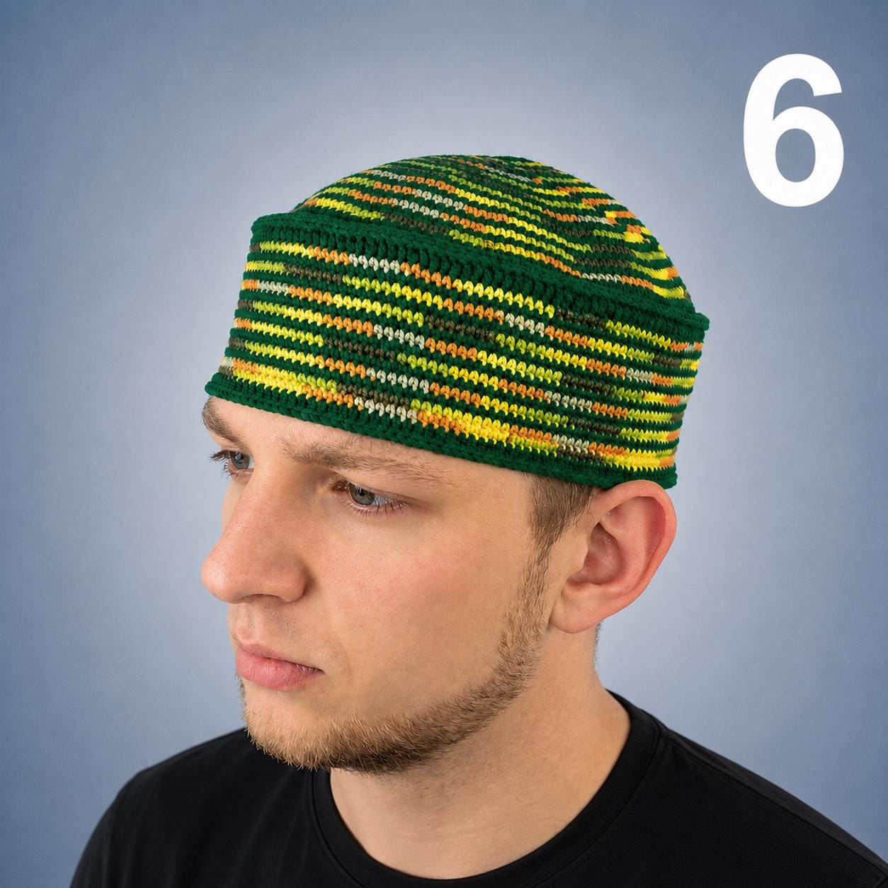 Jim Brown Green Kufi Hat: Crochet Pan African Heritage Inspired