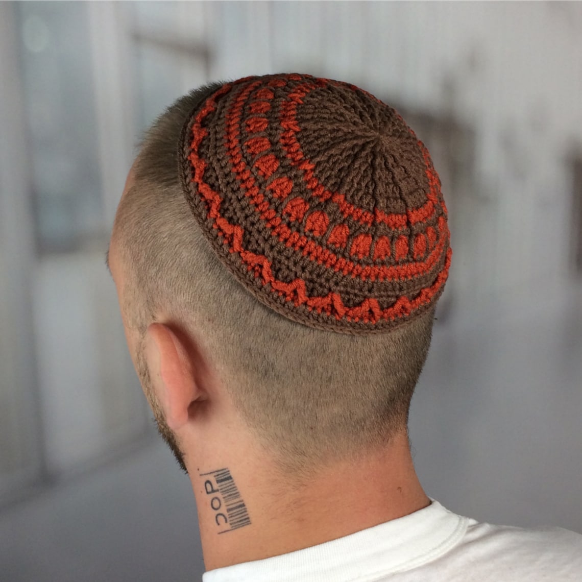 Frik Kippah Large Knit Kippah Jew Custom Crochet Kippot Etsy