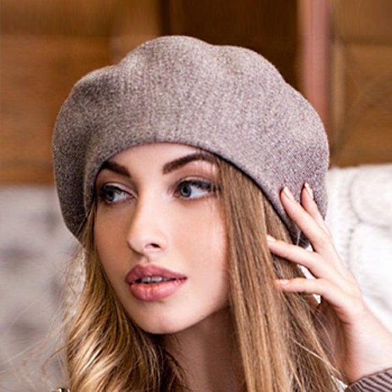 Laine Béret Femme Chapeau d'hiver Pour Femmes Bonnet Plat Tricot