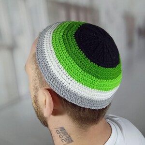 Handmade Cotton Knit Kippah: Large Yarmulke for Jewish Holidays