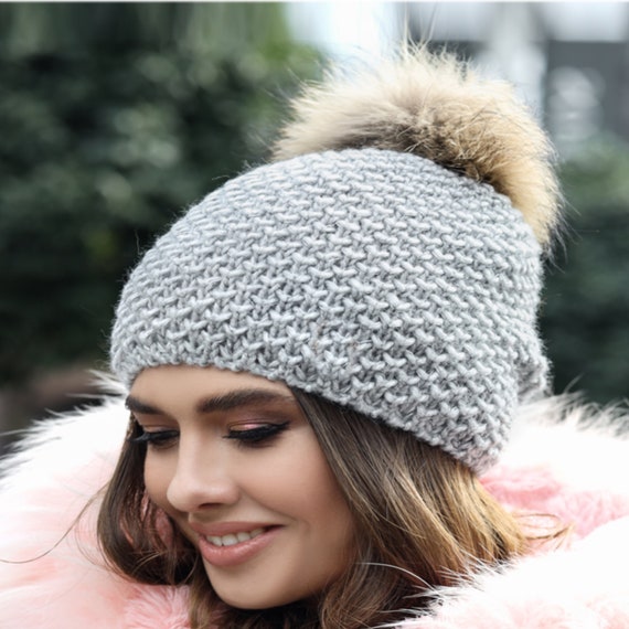 Lindo gorro holgado para mujer Gorro de lana de alpaca preppy con pompón  Cumpleaños Regalos de Navidad para ella -  México