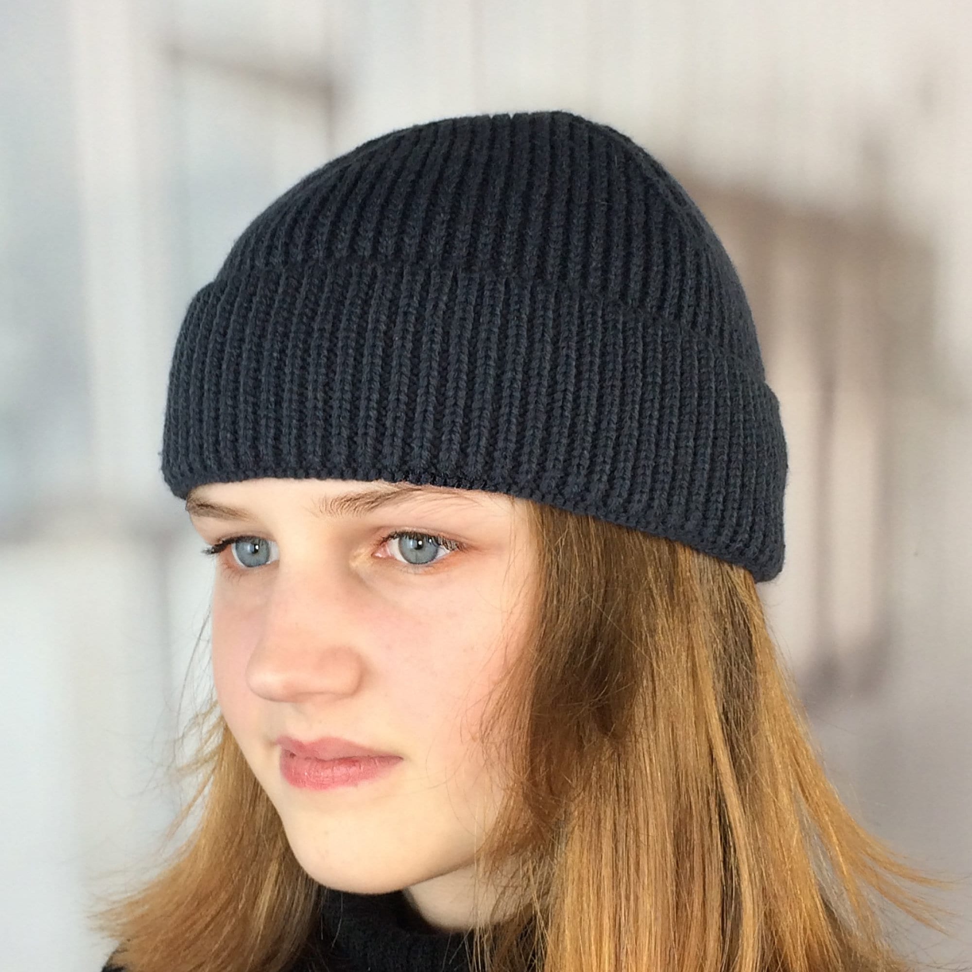 Green Short Fisherman Beanie Hat Wool 