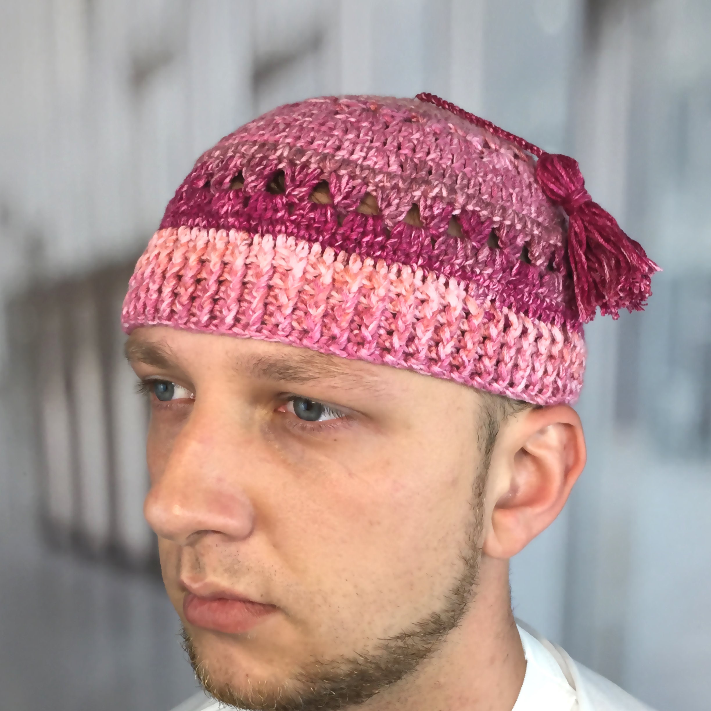 Crochet Mens Beanies With Tassel Musician Hat Mens Sun Hat