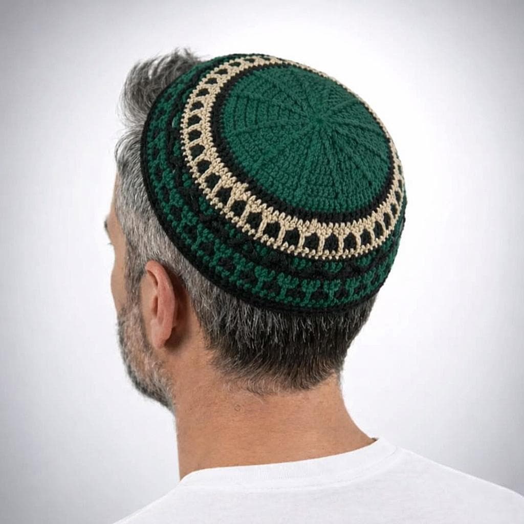 26 Crochet Kippah Patterns for Everyday Wear, Gifts, and Judaica-Inspired Style 18 Non-Slip Extra-Large Green Crochet Kippah