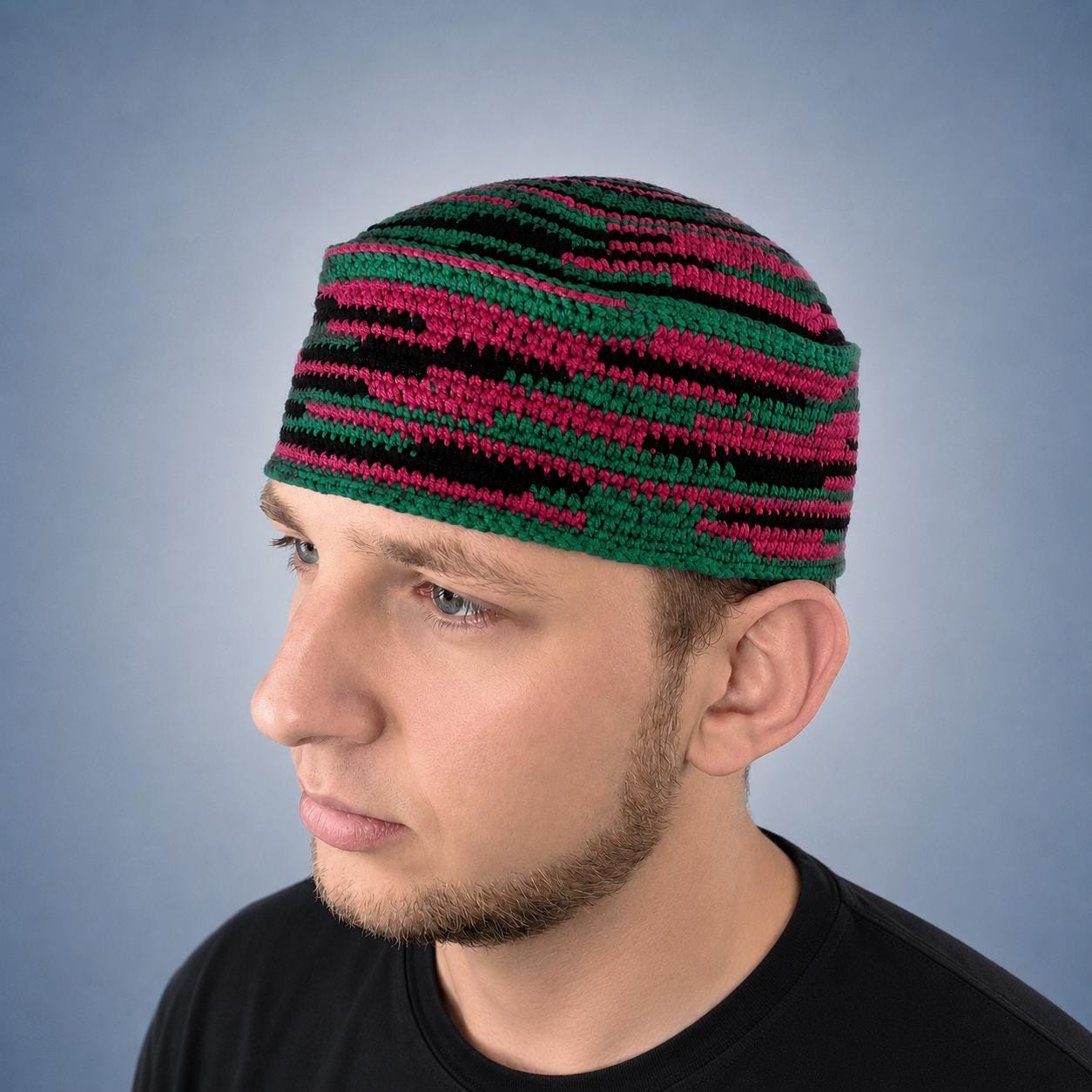 Jim Brown Green Kufi Hat Crochet Pan African Heritage Inspired