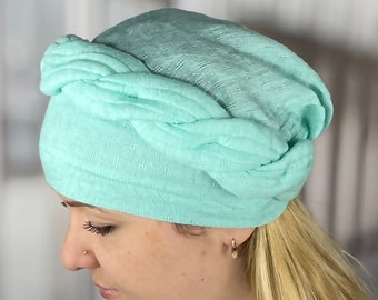 Cotton Chemo Beanie: Lightweight Turban Head Wrap for Hair Loss