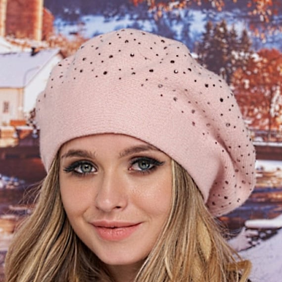 Oversized Alpaca Knit Beret for Women 