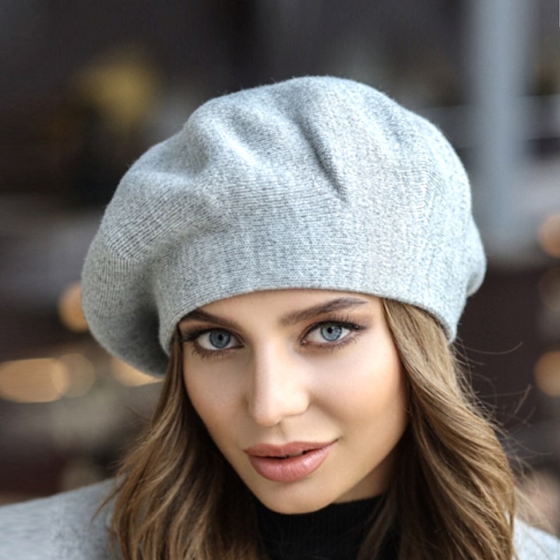 Classic french angora beret White woll beret for women Etsy