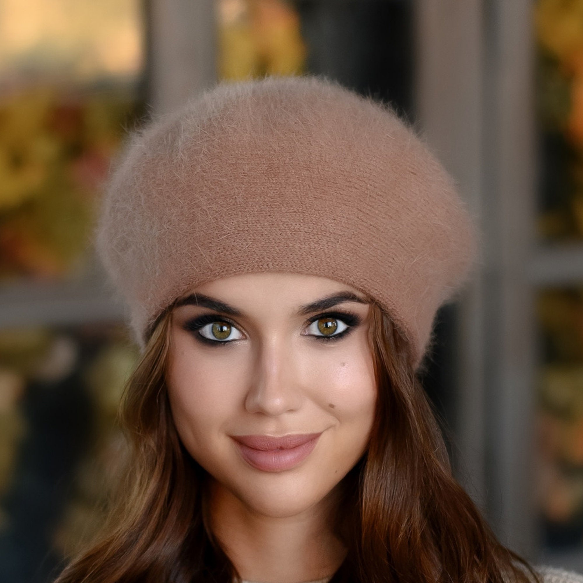 Angora Wool Knit Beret: Fluffy French Style Winter Hat - Etsy