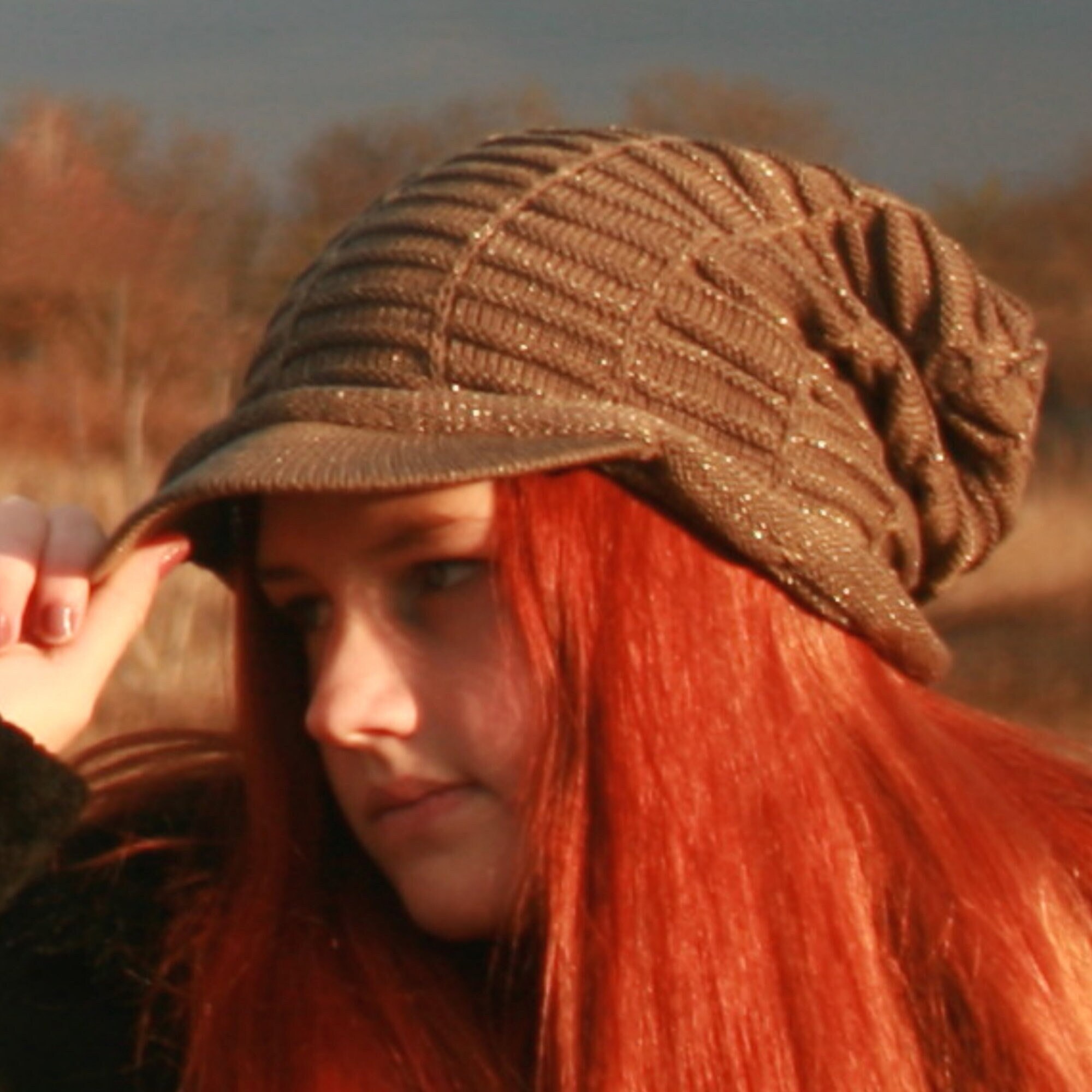 Brown Knit Beanie Hat for Women Winter 