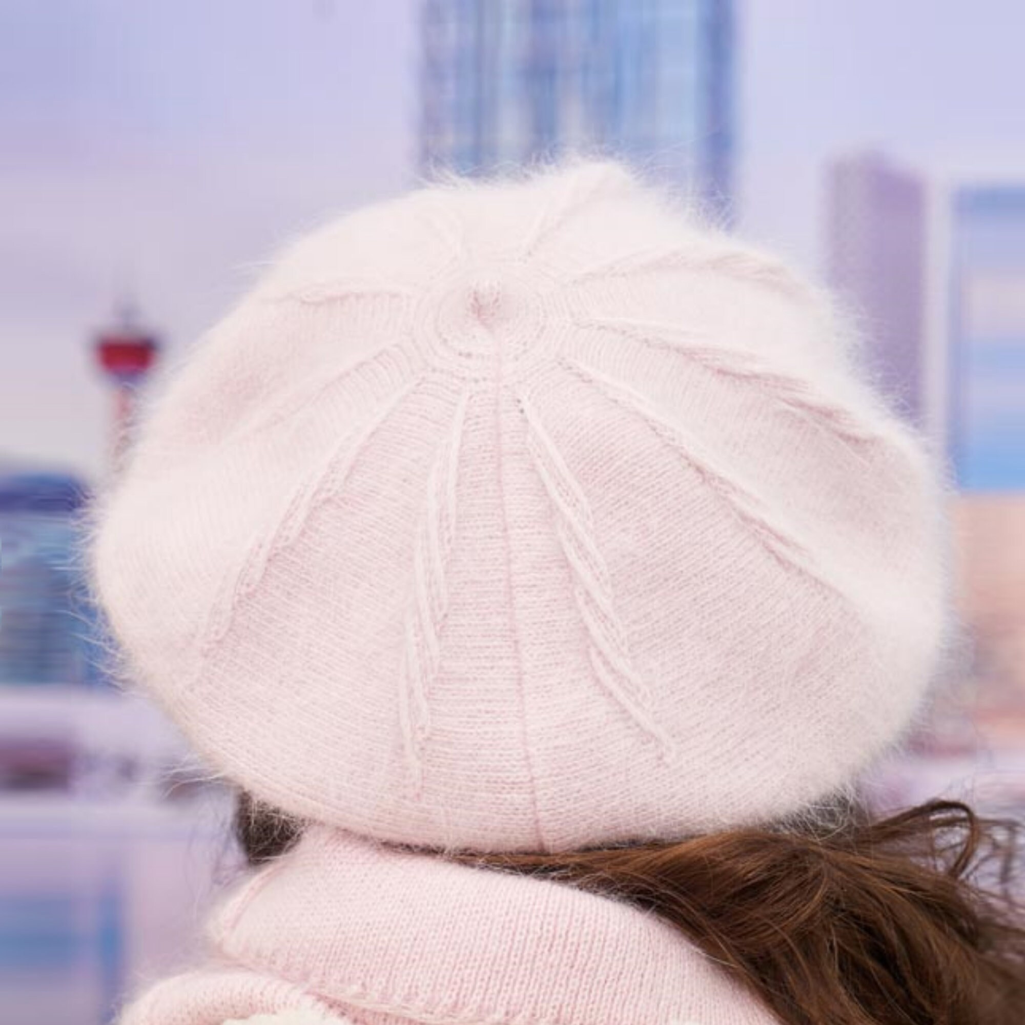 Angora Wool Knit Beret: Fluffy Fuzzy French Beanie - Etsy display picture 3