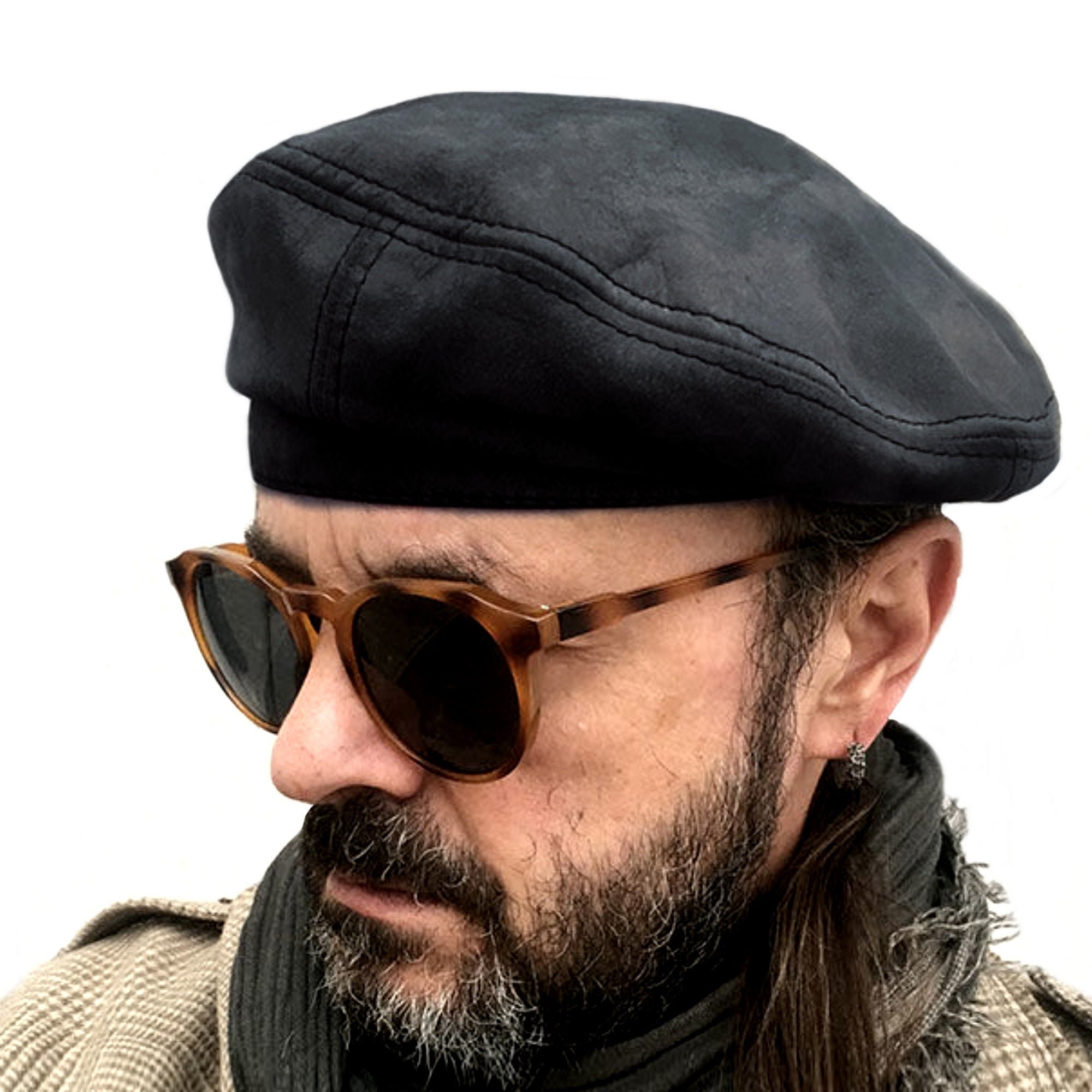 Black classic french beret Vegan beret eco leather Etsy Black classic french beret Vegan beret eco leather Etsy