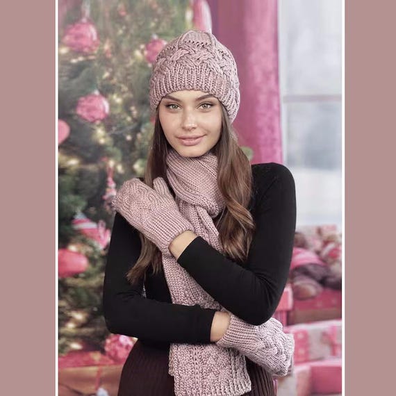 Wool Knit Set: Chunky Beanie, Scarf & Fingerless Gloves - Etsy display picture 1