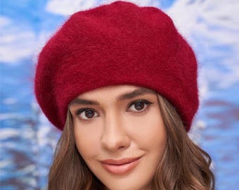 Vintage Carson Pirie Scott Beret Hat One Size Red Lambswool 
