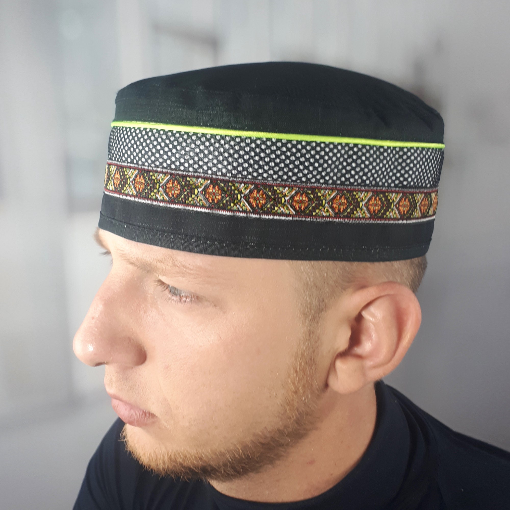 Navy Kufi Hat Mens Linen Spring Hats Muslim Skullcap for Men Etsy