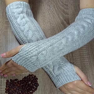Fingerless Gloves wool long Womens Alpaca arm warmers Winter knit gloves Fingerless mittens Wrist warmers Birthday Christmas gifts for her