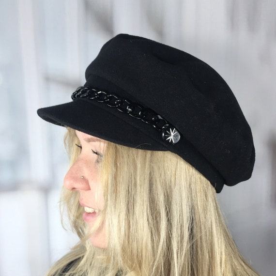 Black Cashmere Breton Hat Womens 