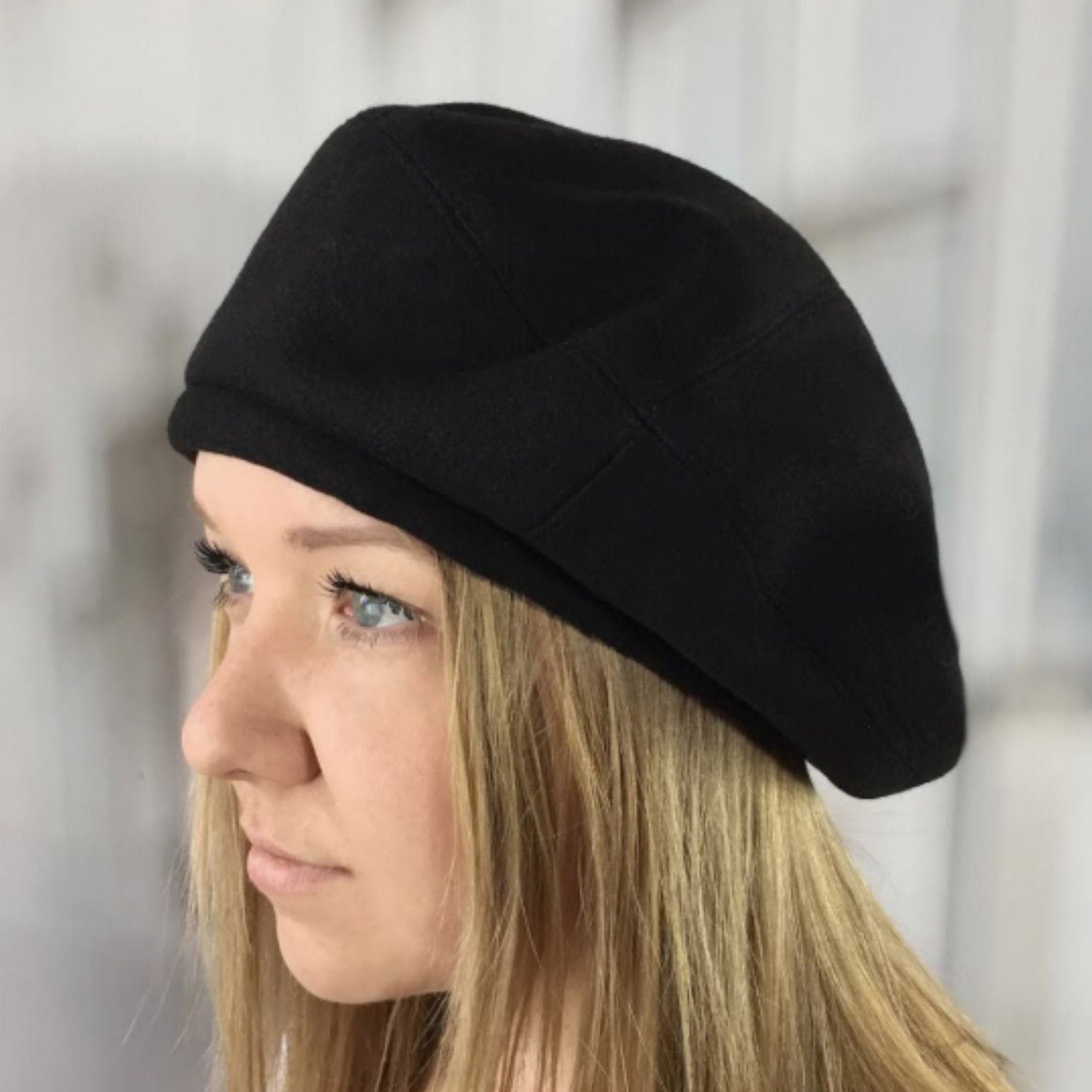 Black cashmere beret for women Slouchy french beret Etsy