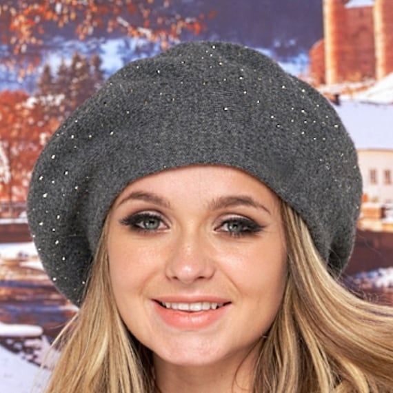 Oversized Alpaca Knit Beret for Women 