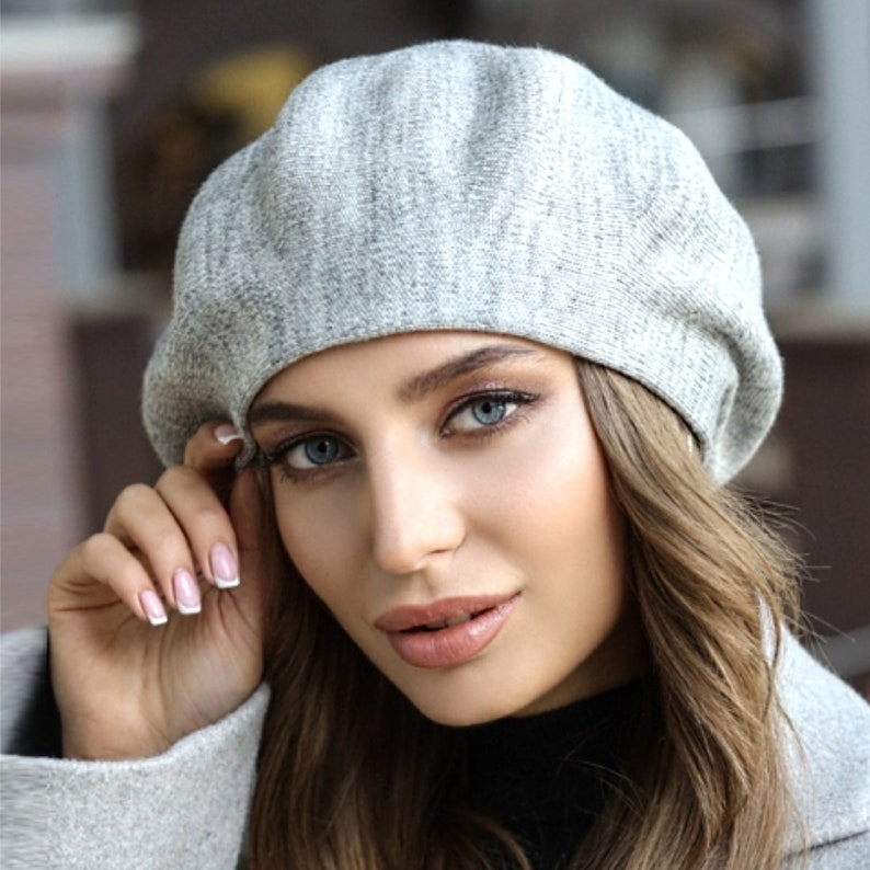 Vegan beret women Knitted beret Black beret acrylic French Etsy