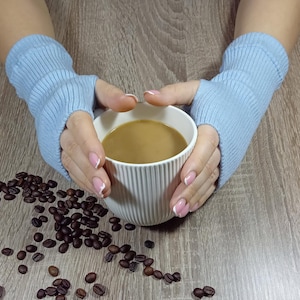 Knit Fingerless Gloves: Vegan Angora Arm Warmers