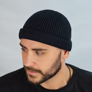Fisherman beanie wool Short beanie Spring mens hat Birthday gifts for him, her Best friend gift