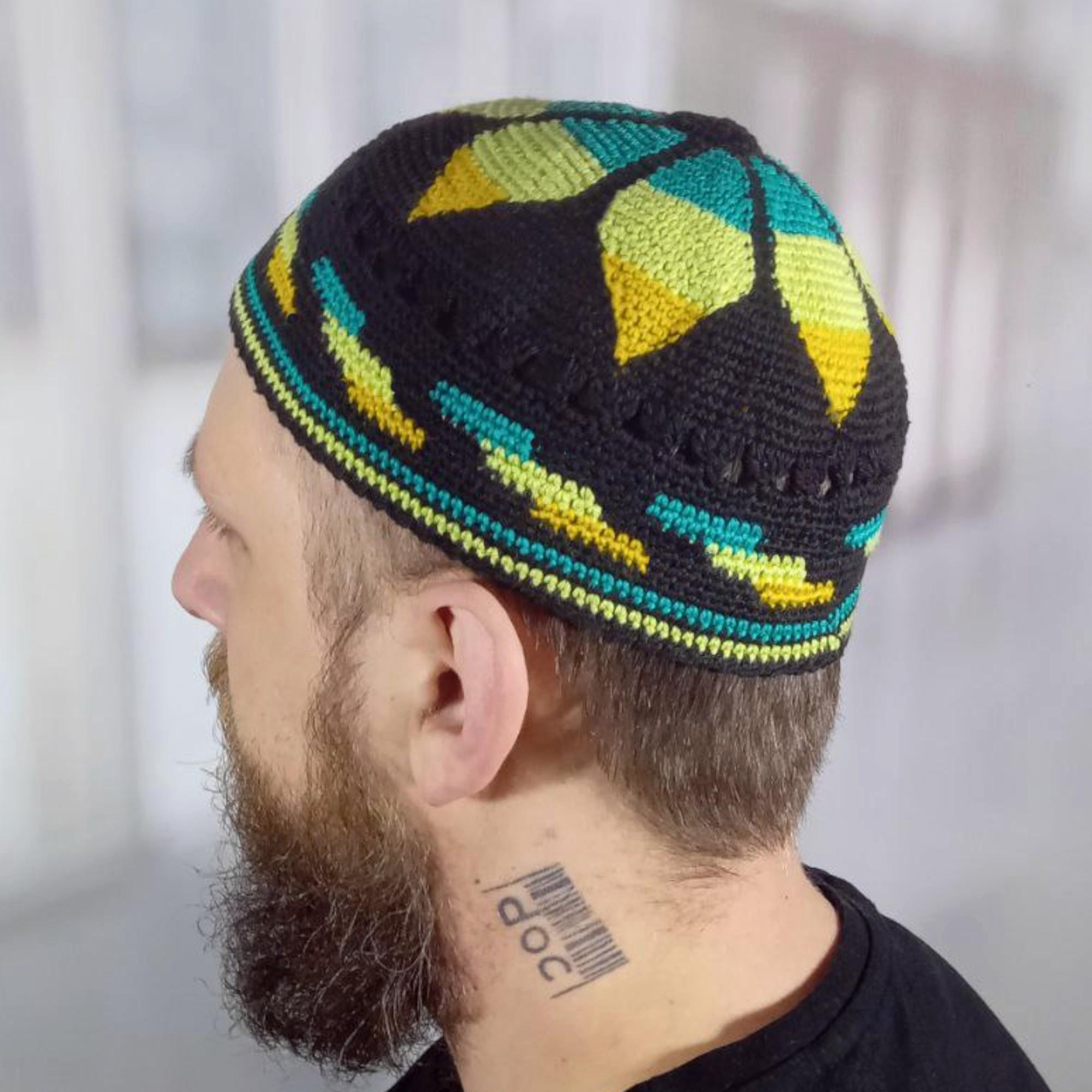 帽子 y.a.r.n 3D cross knit hat Crochet Skullcap Beanie: Multi-color Musician Hat - Etsy