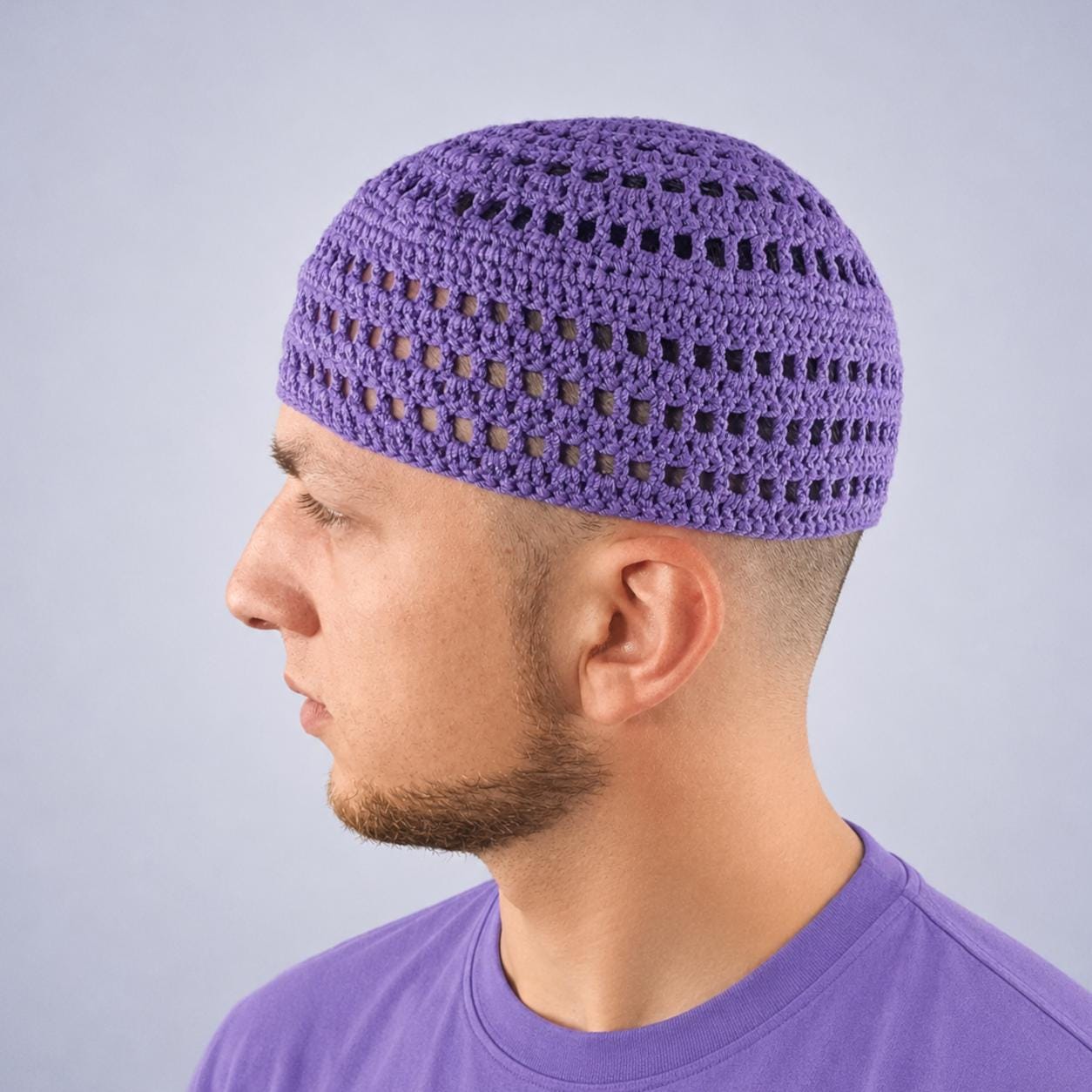 Breathable сrochet Kufi Hat | Handmade Muslim Skullcap for Summer
