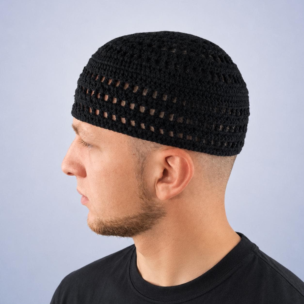 Crochet Cotton Kufi Hat: Mens Beanie, Summer Skullcap. Muslim Men