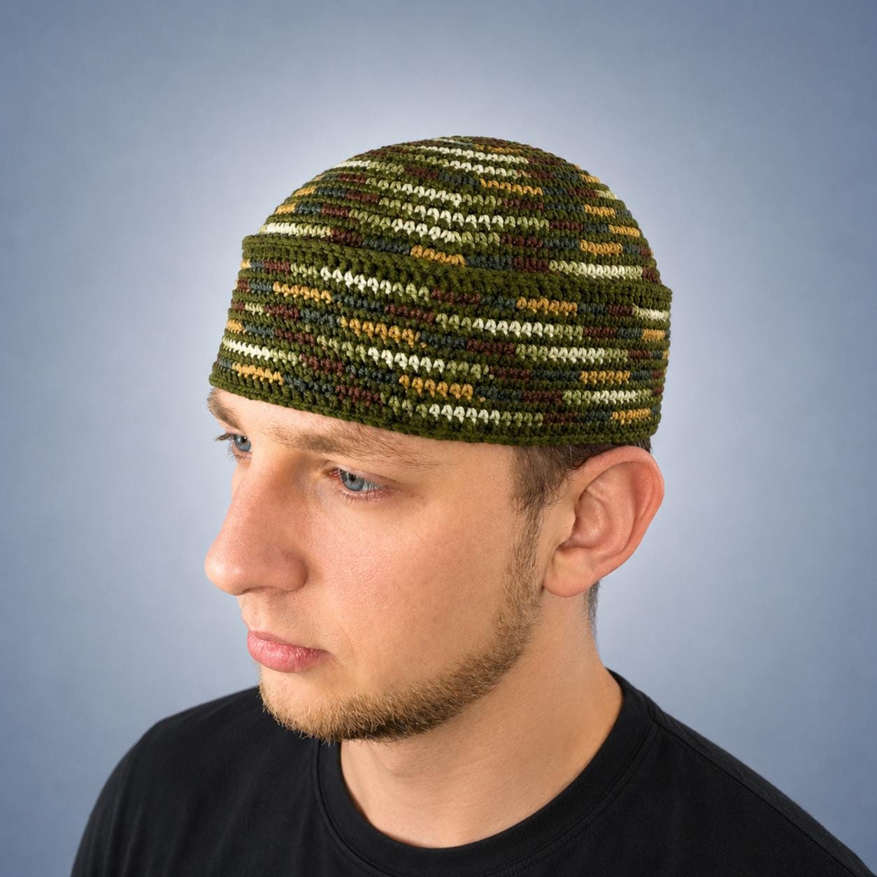 Jim Brown Green Kufi Hat: Crochet Pan African Heritage Inspired