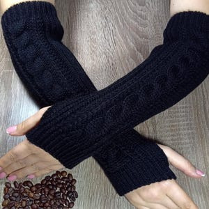 Fingerless Gloves wool long Womens Alpaca arm warmers Winter knit gloves Fingerless mittens Wrist warmers Birthday Christmas gifts for her