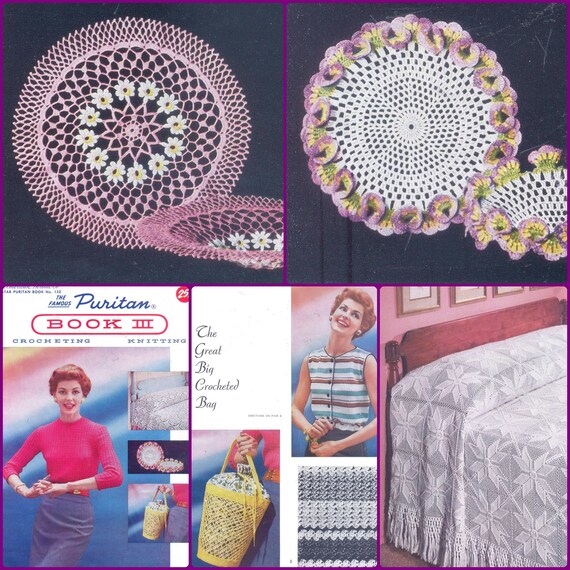 American Thread #143 1950s 9 Projects Doilies Vtg Crochet Book File PDF 0068 