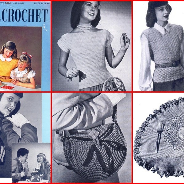 Clarks #233 c. 1946 24 Bags Blouses Crochet Pattern Book PDF 0149