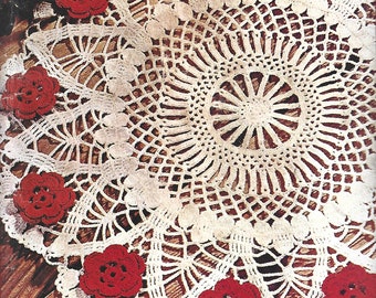 Corona de Rosas Crochet Instruction in diagram Printable PDF Vintage Crochet Pattern AF0001