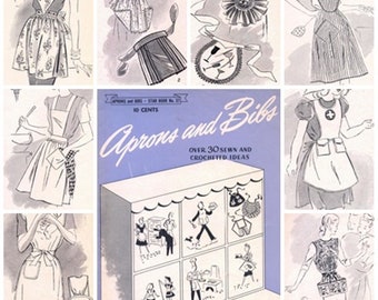 American #37 c.1945 34 Aprons Bibs Sewn Crochet Book Pattern PDF 0114