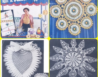 Star #74 1950s 14 Doilies Pillow case Crochet Book Pattern PDF 0021