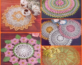American #124 c 1955 9 Projects Doilies Crochet Book Pattern PDF 0159